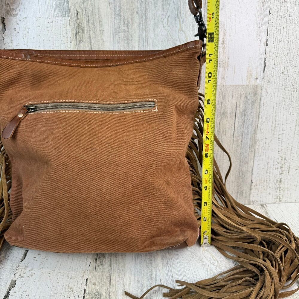 Myra Bag Mojave Paisley Fringed Western Hand Crossbody Tooled Bag - Picture 7 of 12